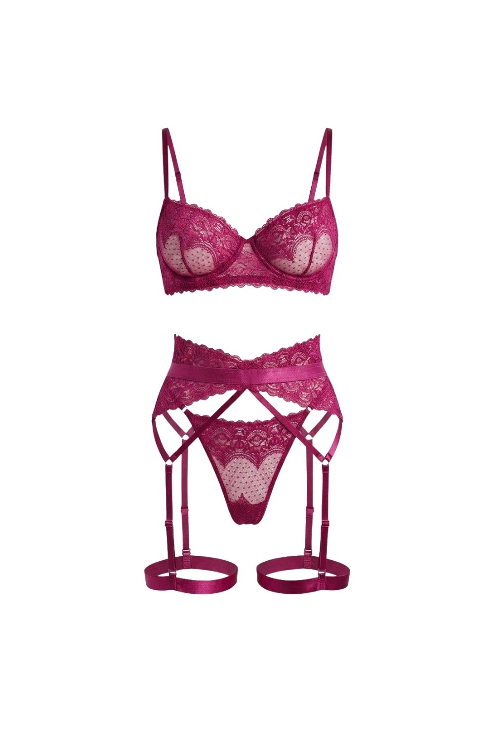 Chambre Secrète Garter Set - Fuchsia - 0