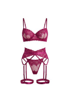Chambre Secrète Garter Set - Fuchsia - 0