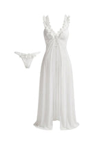 White Sheer Petal Dress Ev Giyim Elbise - 0