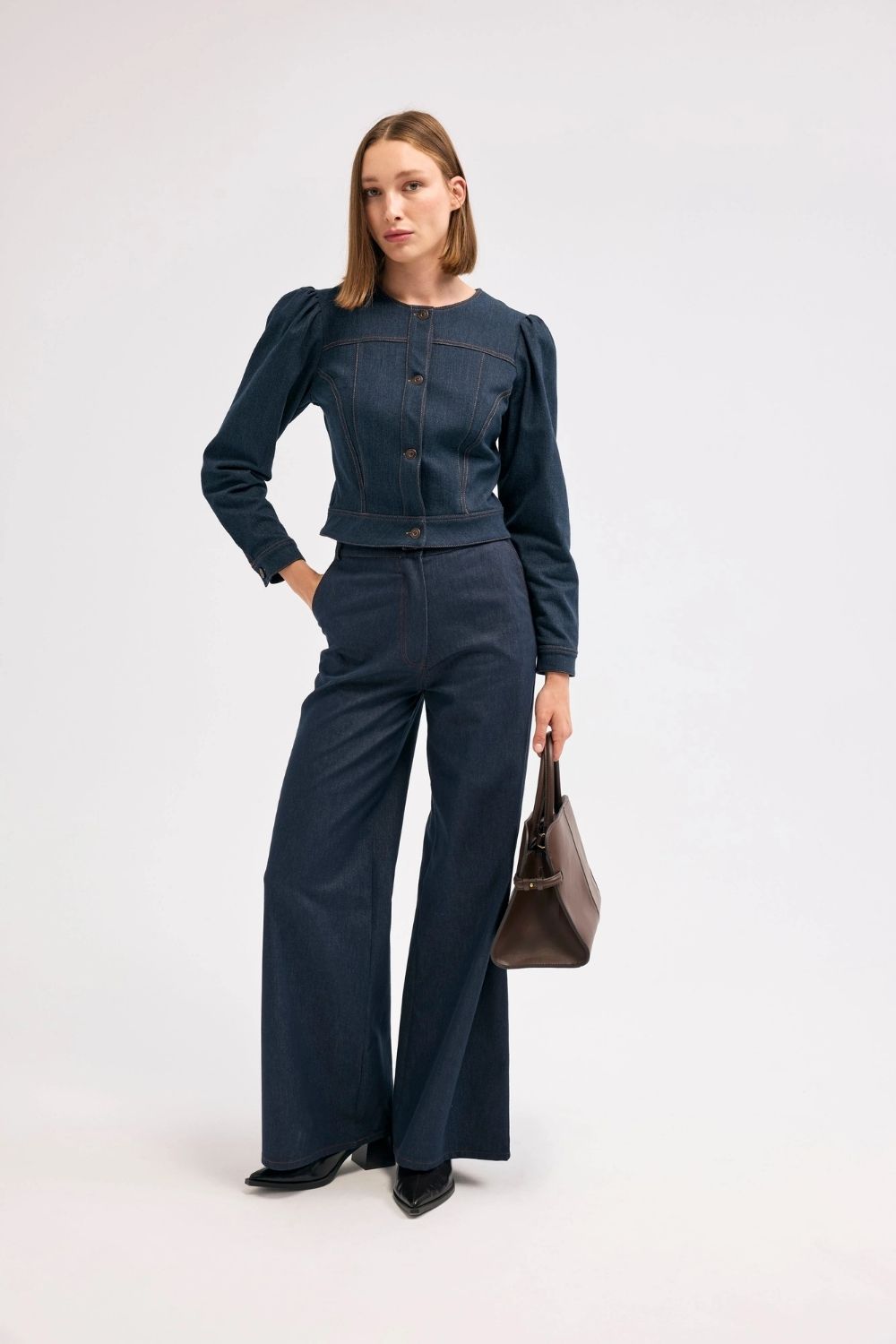 Lacivert Denim Pantolon - 4