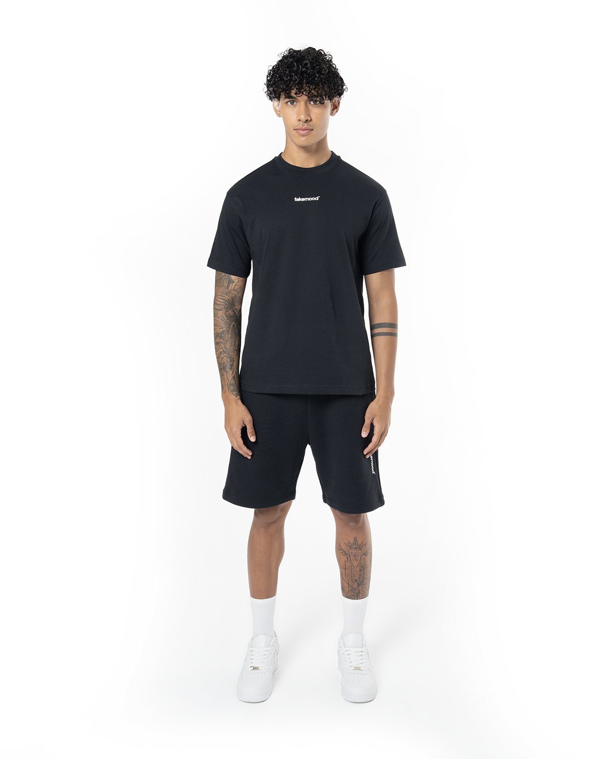 Erkek Oversize Basic Baskılı Tişört - Siyah - 0