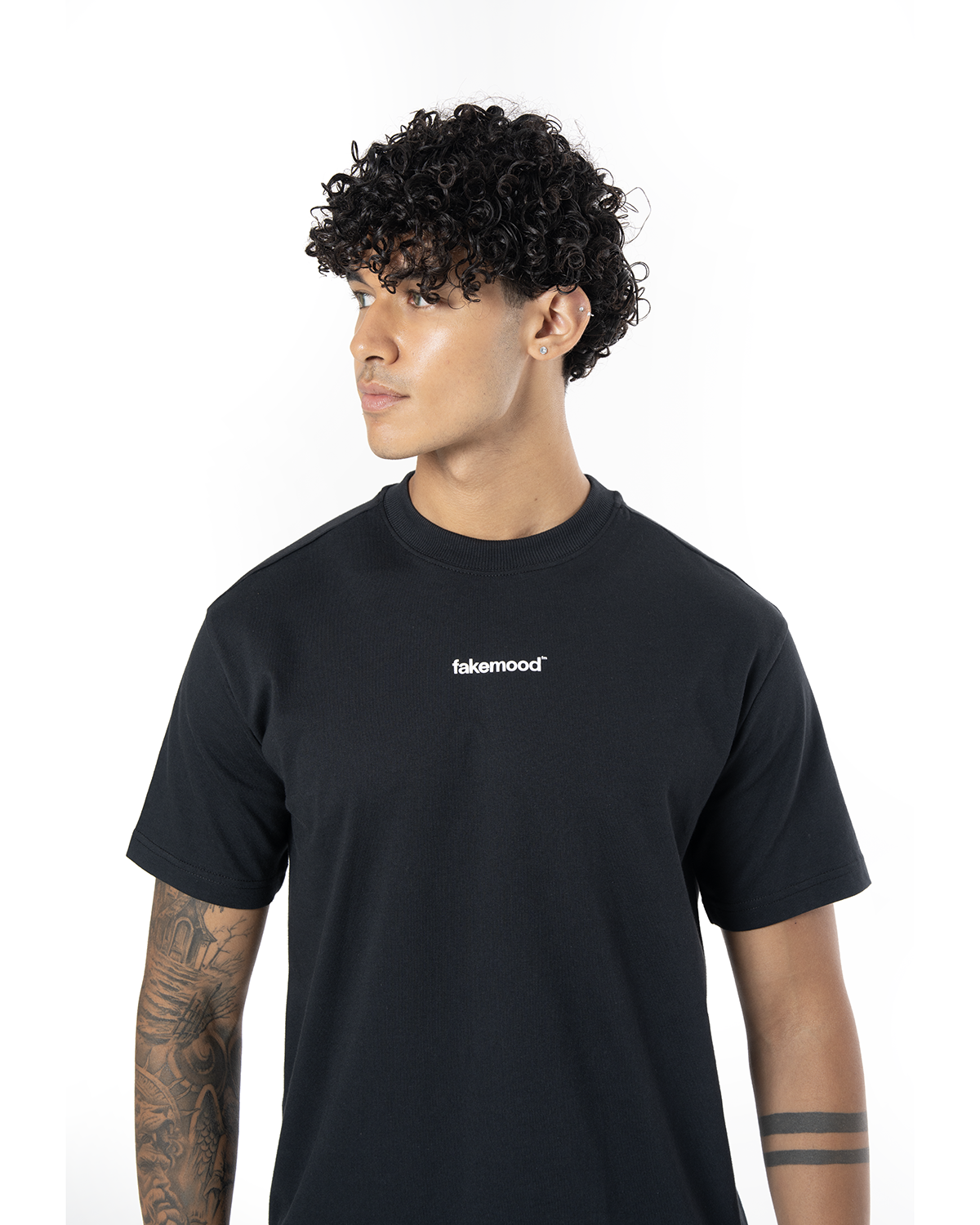 Erkek Oversize Basic Baskılı Tişört - Siyah - 2
