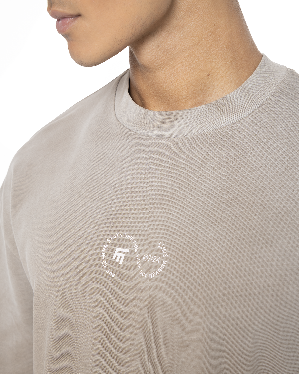 Unisex Boxy Fit Yıkamalı Sprey Efektli Baskılı Tişört - Kahverengi - 3