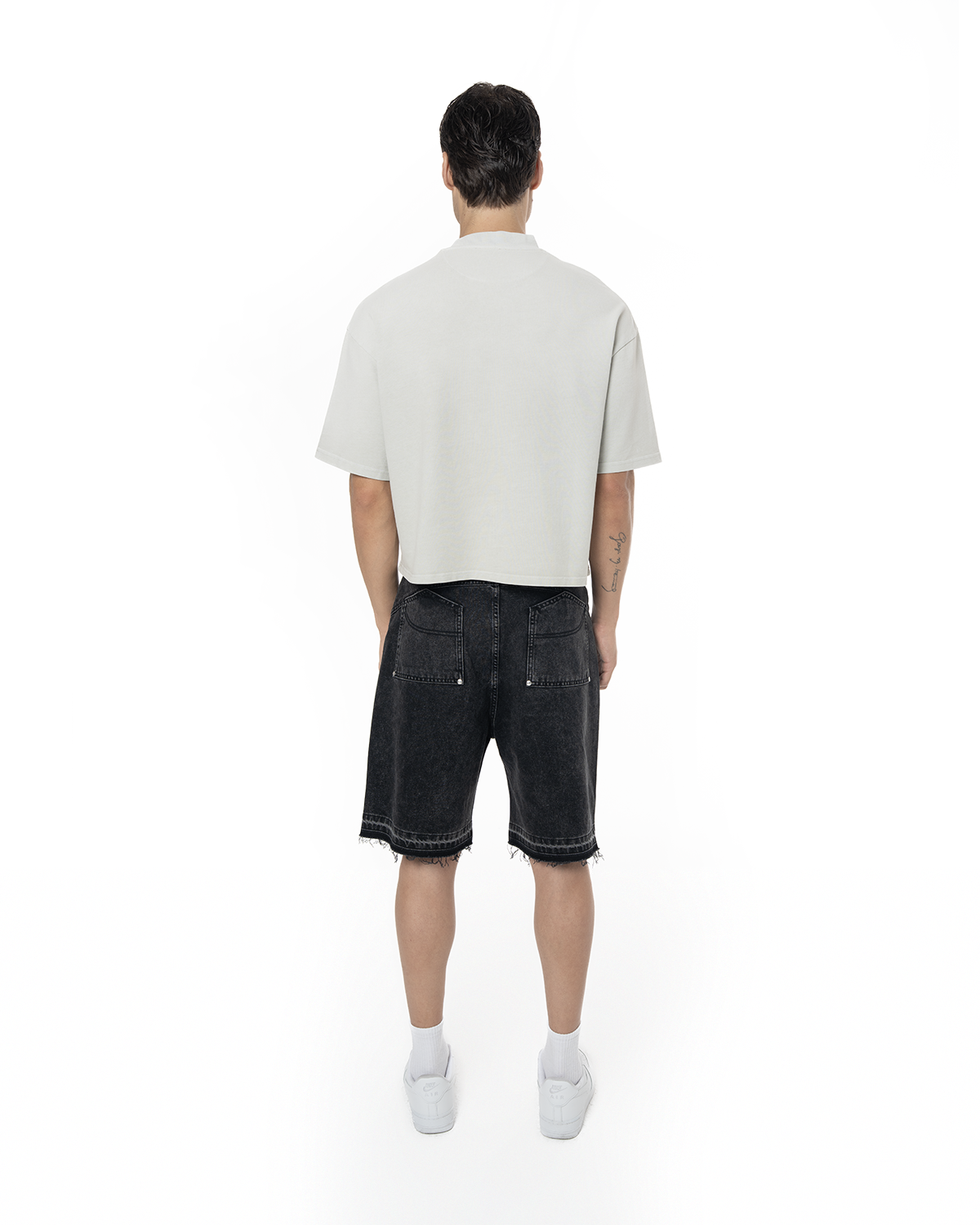 Unisex Boxy Fit Yıkamalı Sprey Efektli Baskılı Tişört - Yeşil - 3
