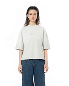Unisex Boxy Fit Yıkamalı Sprey Efektli Baskılı Tişört - Yeşil - 5