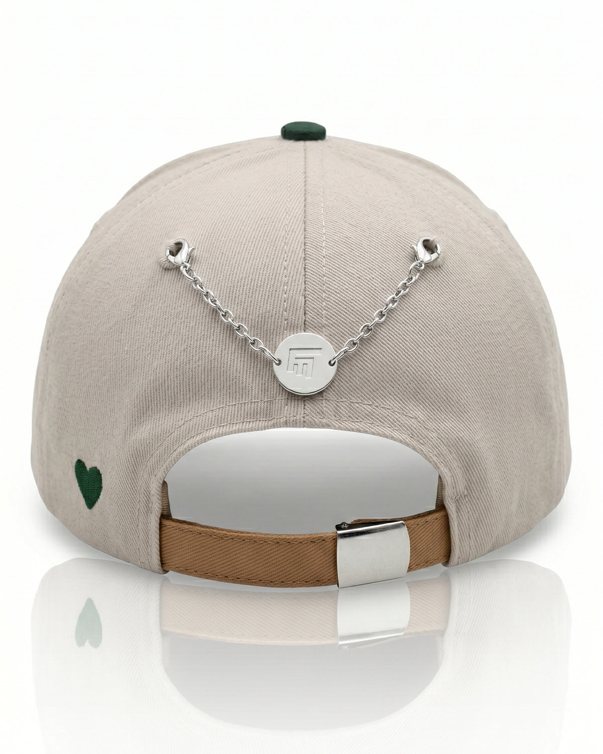 Unisex Nakışlı Çelik FM Madalyon Detaylı Cap - Bej / Yeşil / Kahverengi - 1