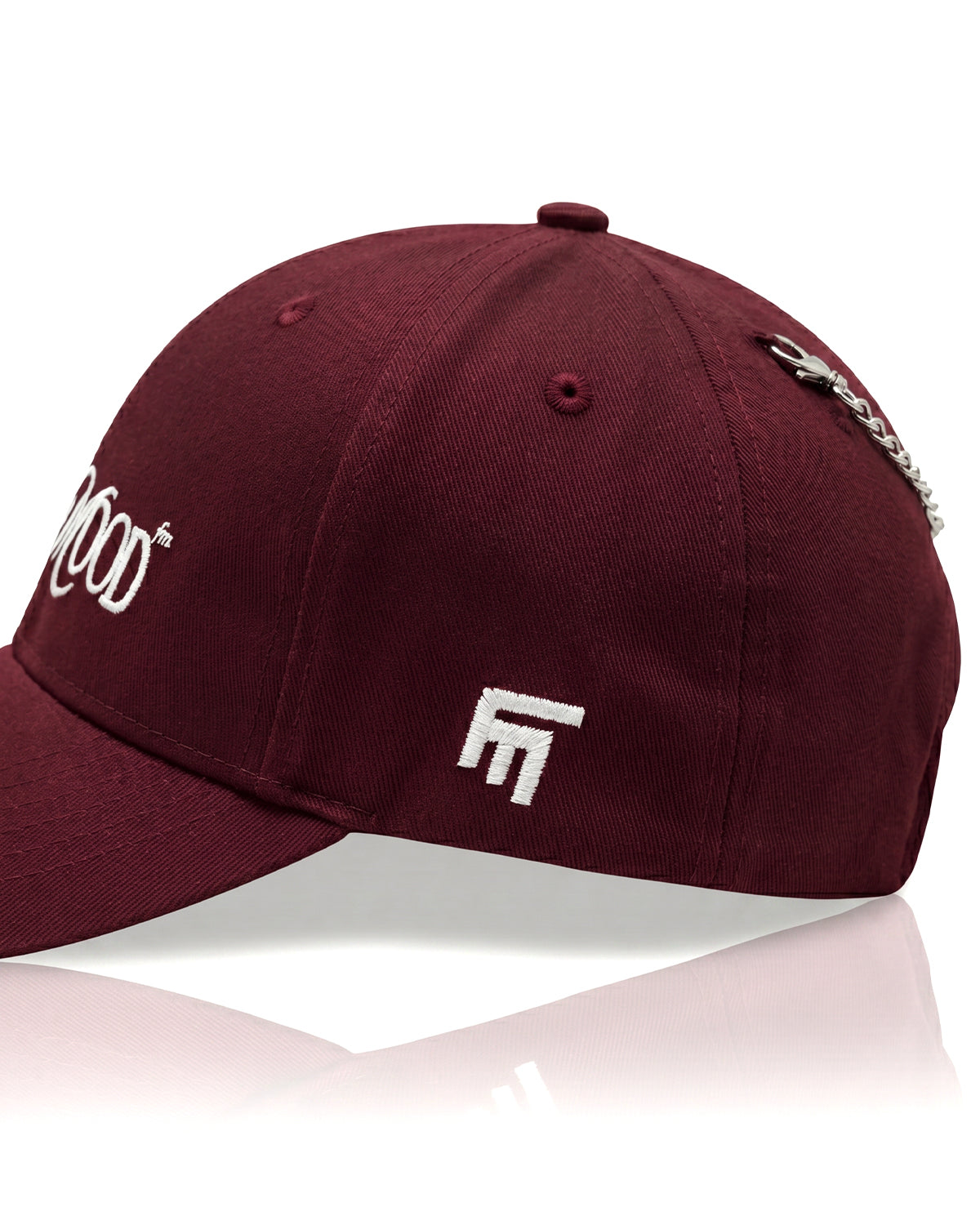 Unisex Nakışlı Çelik FM Madalyon Detaylı Cap - Bordo - 2