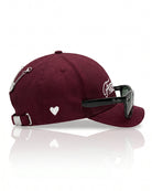 Unisex Nakışlı Çelik FM Madalyon Detaylı Cap - Bordo - 3
