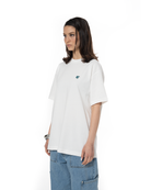 Unisex Oversize FM Silikon Icon Detaylı Tişört - Beyaz - 1