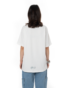 Unisex Oversize FM Silikon Icon Detaylı Tişört - Beyaz - 2