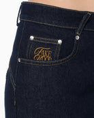 Unisex Relaxed Fit Fakemood Nakışlı Premium Raw Denim Pantolon - Lacivert - 3