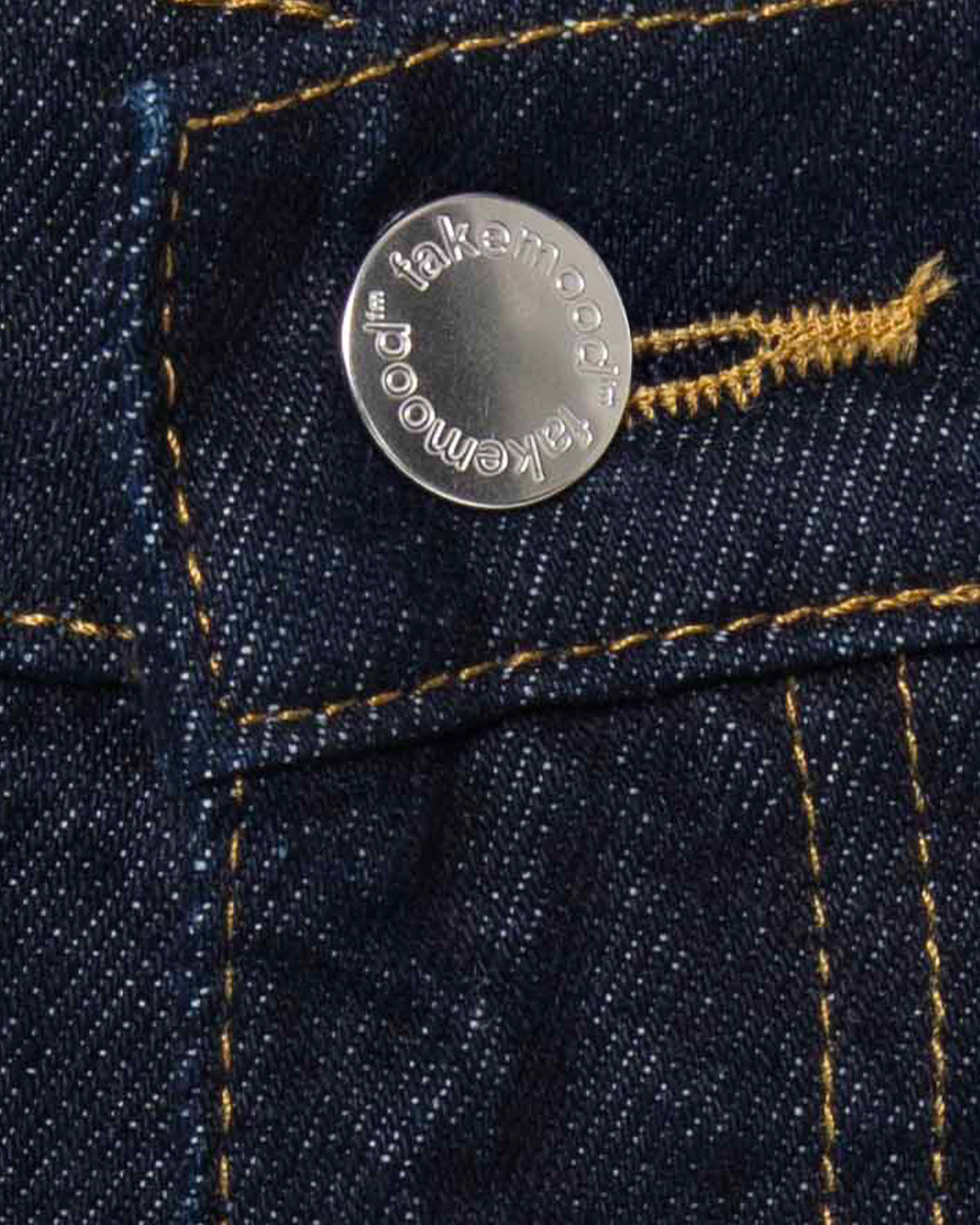 Unisex Relaxed Fit Fakemood Nakışlı Premium Raw Denim Pantolon - Lacivert - 4