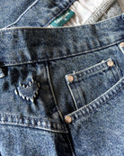 Unisex Relaxed Fit FM Icon Logo Kabartmalı Premium Denim Şort - Lacivert - 7