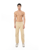 Unisex Relaxed Fit Logo Kabartmalı Nakış Detaylı Premium Kargo Pantolon - Bej - 0