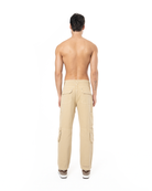 Unisex Relaxed Fit Logo Kabartmalı Nakış Detaylı Premium Kargo Pantolon - Bej - 1
