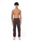Unisex Relaxed Fit Logo Kabartmalı Nakış Detaylı Premium Kargo Pantolon - Kahverengi - 0