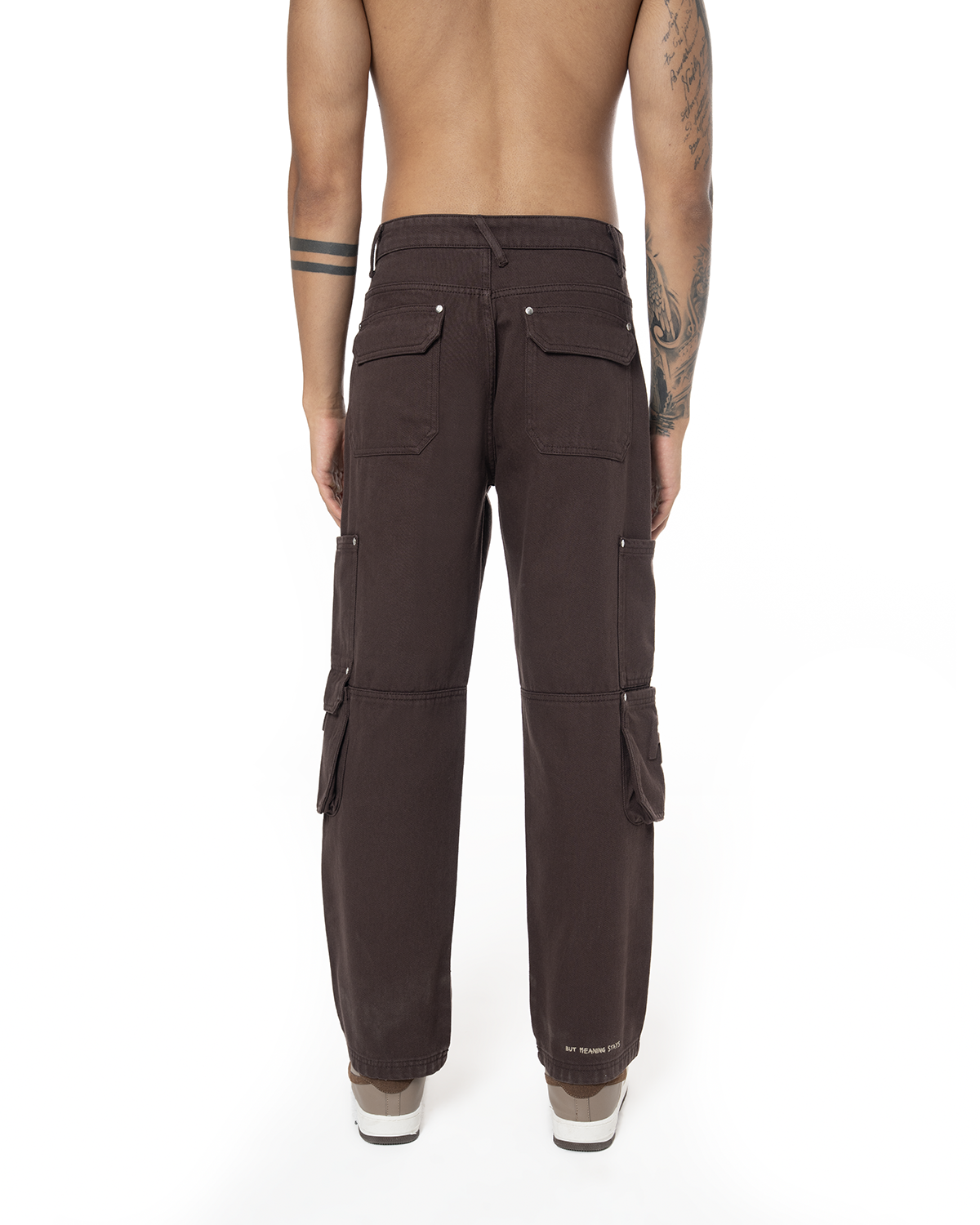 Unisex Relaxed Fit Logo Kabartmalı Nakış Detaylı Premium Kargo Pantolon - Kahverengi - 2