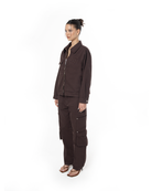 Unisex Relaxed Fit Logo Kabartmalı Nakış Detaylı Premium Kargo Pantolon - Kahverengi - 3