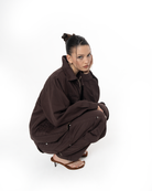 Unisex Relaxed Fit Logo Kabartmalı Nakış Detaylı Premium Kargo Pantolon - Kahverengi - 6