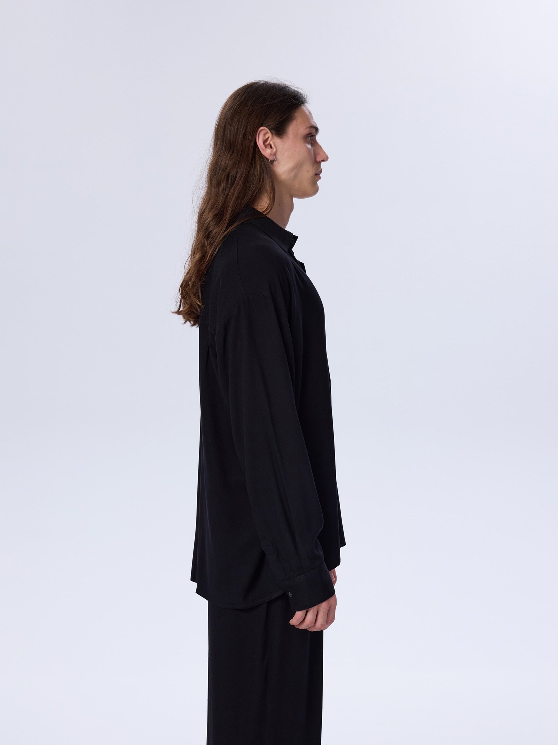 Belmondo Kumaş Oversize Siyah Gömlek - 2