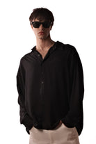 Belmondo Kumaş Oversize Siyah Gömlek - 5