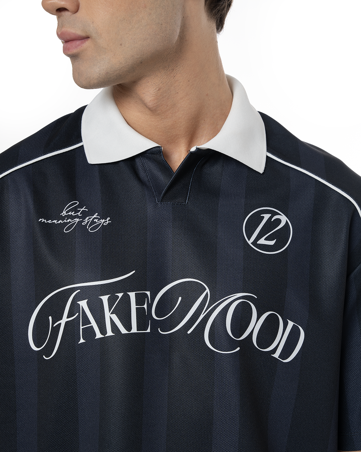 Erkek Oversize Polo Yaka Jersey Fakemood Forma - Siyah - 2