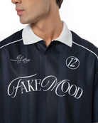 Erkek Oversize Polo Yaka Jersey Fakemood Forma - Siyah - 2