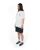 Kadın Oversize Fakemood Nakışlı Tişört - Beyaz - 1