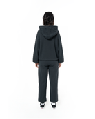 Kadın Oversize Fm Icon Nakışlı Hoodie - Black - 2