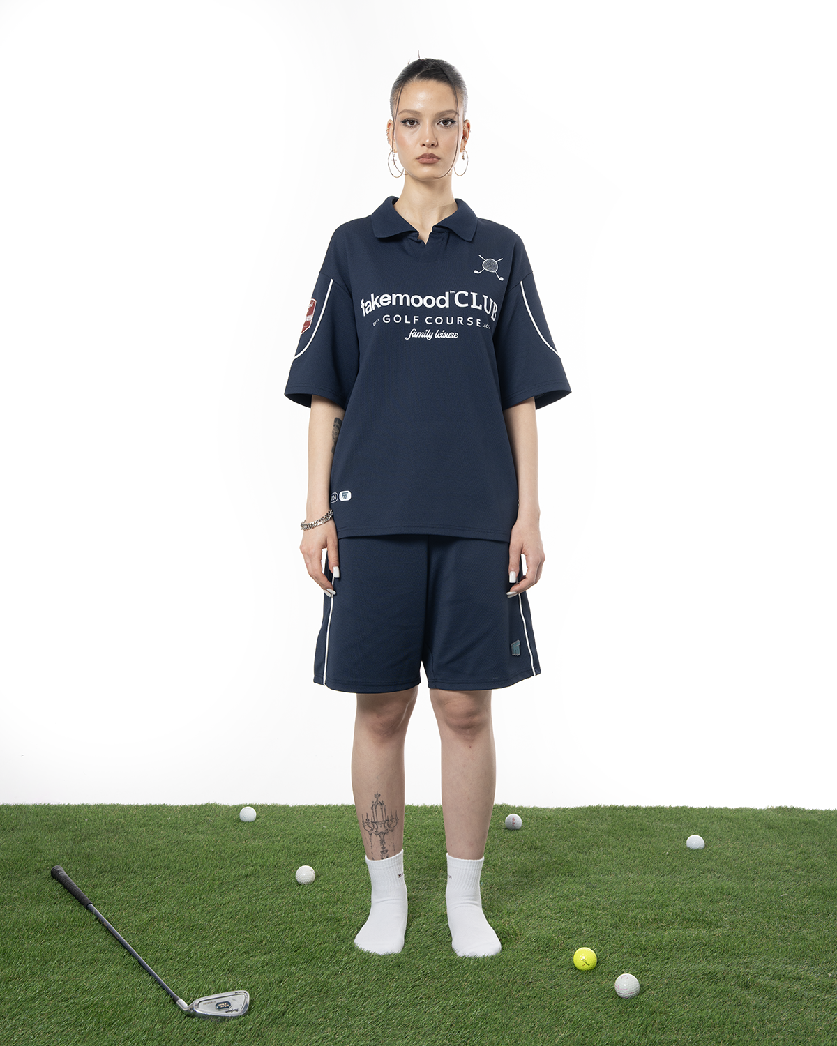 Kadın Oversize Jersey Kumaş Fm Icon Detaylı Golf Şort - Yeşil - 0