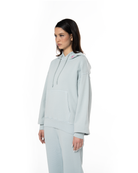 Kadın Oversize Fm Icon Nakışlı Hoodie - Mavi - 2