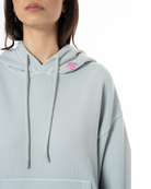 Kadın Oversize Fm Icon Nakışlı Hoodie - Mavi - 4