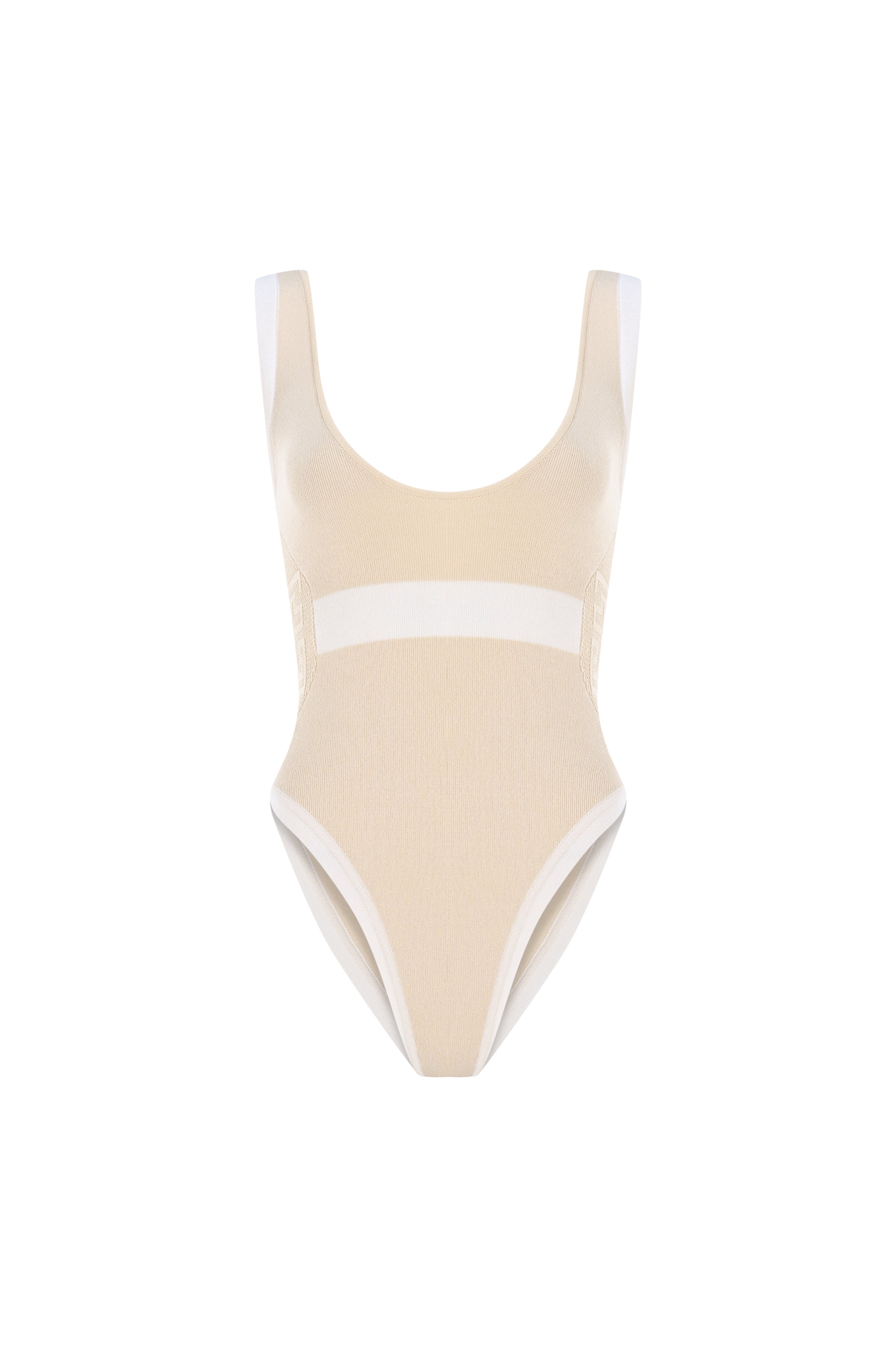 Kontrast Logo Dikişli Bej Örme Body - 0
