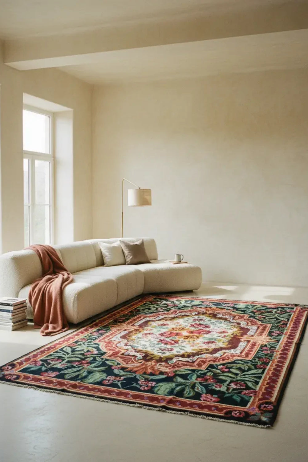 Vintage Karabağ El Dokuma Kilim, Çok Renkli Çiçek Desenli 200x340 Cm (6.8 M²) - 1