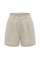Kadın Oversized Rest Club Linen Short - Bej - 0