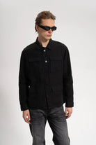 Erkek Relaxed Fit Linen Shirt - Siyah - 0