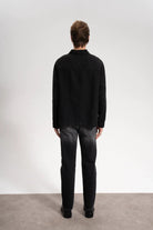 Erkek Relaxed Fit Linen Shirt - Siyah - 3