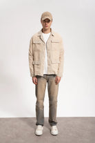 Erkek Relaxed Fit Linen Shirt - Bej - 1