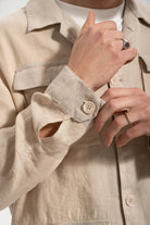 Erkek Relaxed Fit Linen Shirt - Bej - 3