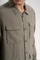 Erkek Relaxed Fit Linen Shirt - Haki - 3