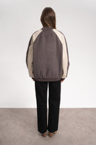 Unisex Relaxed Fit Leather College Jacket - Kahverengi - 3