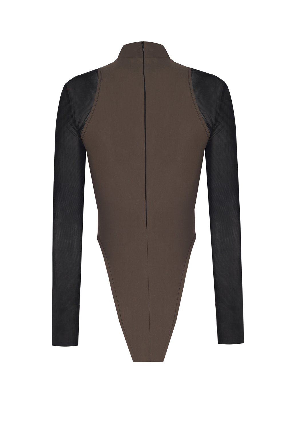 Göbek Dekolteli Kontrast Kumaş Detaylı Bodysuit - 1