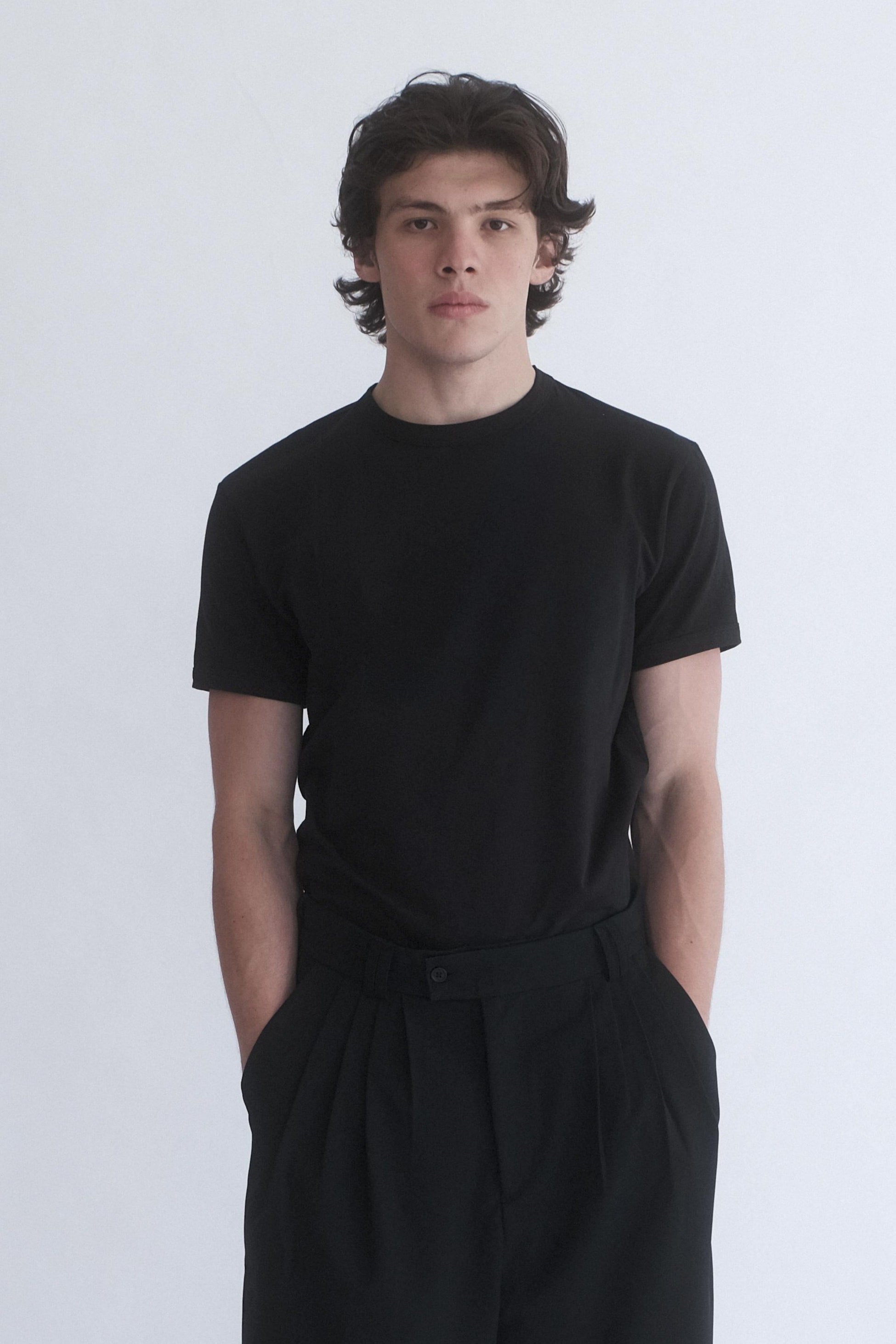 Slim Fit Siyah Basic T-Shirt - 2