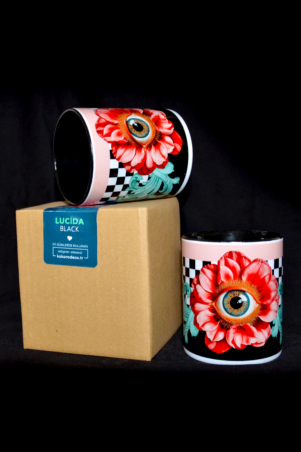 Göz Figürlü Özel Tasarım Porselen Kupa | Lucida | 330ml - 9