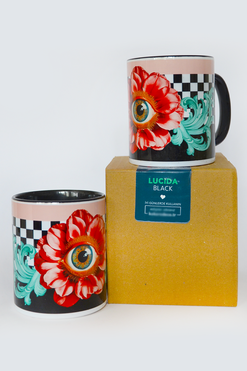 Göz Figürlü Özel Tasarım Porselen Kupa | Lucida | 330ml - 10