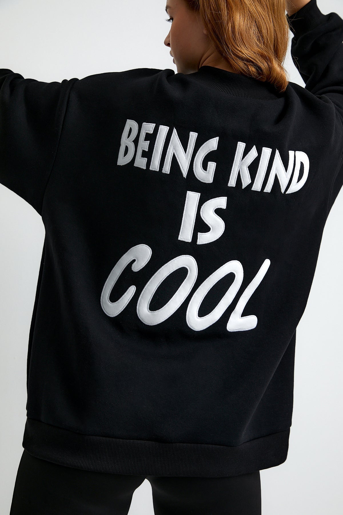 Nakışlı Oversize Sweatshirt, Unisex - 1