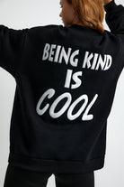 Nakışlı Oversize Sweatshirt, Unisex - 1