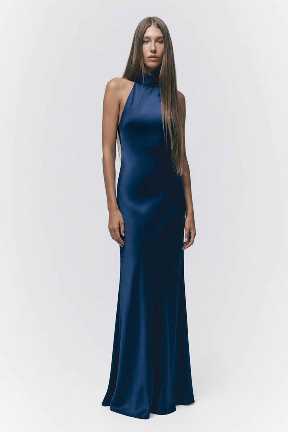 Limited Edition Last Sapphire – Mavi Uzun Saten Elbise - 0