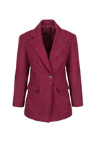 Yün Karışımlı Kruvaze Blazer Ceket, Bordo - 0