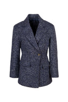 Yün Karışımlı Kruvaze Blazer Ceket, Lacivert - 0